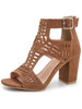 Block Chunky High Heeled Sandals For Women Bohemian Stylish Hollow Out Design Open Toe Back Zipper Summer Party Sandals
